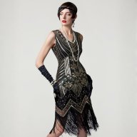 Disfraz Charleston Negro y Dorado - Años 20s - Gatsby - Cabaret / Mujer Adulto